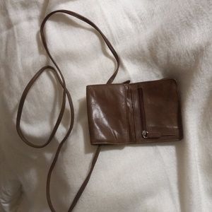 Brown Leather Crossbody Mini Bag Snap Cards Change ID Bills Made in India